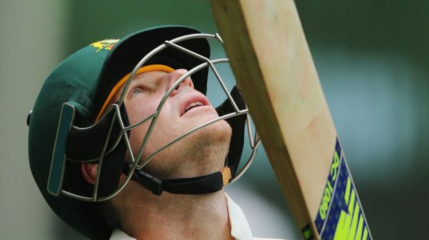 Steve Smith of Australia focuses before batting during day four of the Second Test match between Australia and Pakistan ...