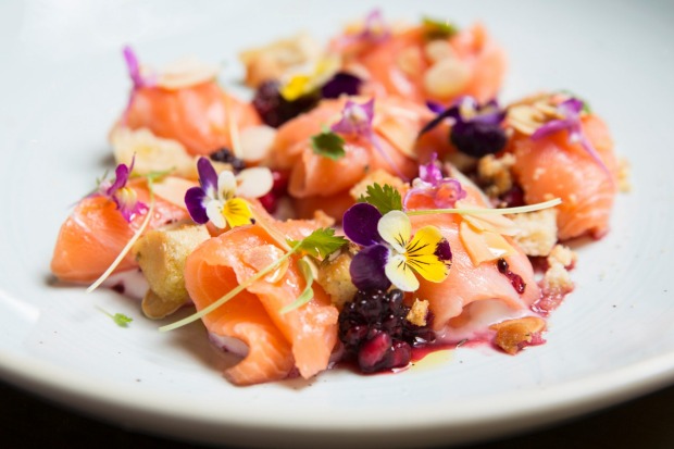 Ouzo cured salmon served at 1821 restaurant in Sydney.