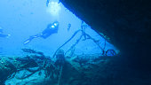 Scuba diving. sunken ship