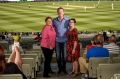 Glenn McGrath with breast cancer patient Erin Wood and breast care nurse Michell Hamblin (left).