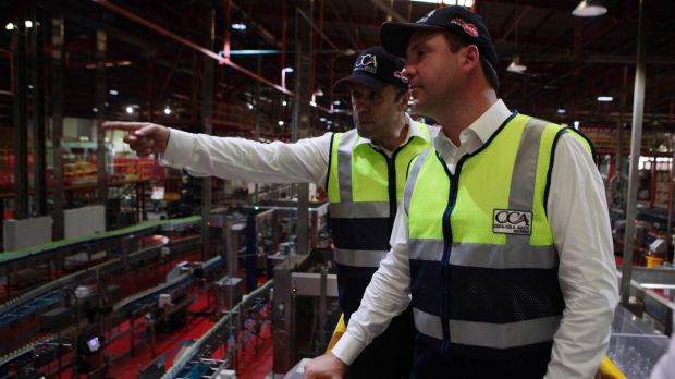 Trade and Tourism Minister Steven Ciobo visits a Coca Cola Amatil Plant facility in Cibitung,  Indonesia, in December 2016.