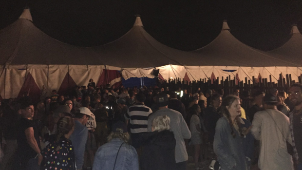 Outside the Grand Theatre tent at Falls Festival before the stampede on Friday night. 