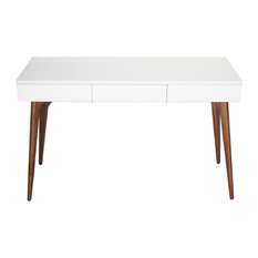 SODEZIGN - Console Bureau en Bois Blanc Design - Console