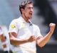 Mitchell Starc strikes, taking the wicket of Babar Azam in the second Test against Pakistan.