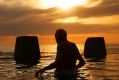 A man enters the water at the baths at Coogee Beach earlier this week.