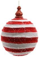 Decoris   Red and White Velvet Thick Swirl Ornament