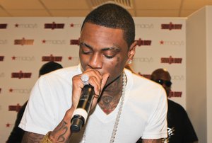 Soulja Boy performs during the Macy's mstylelab concert tour at Macy's in the Broward Mall August 13, 2011