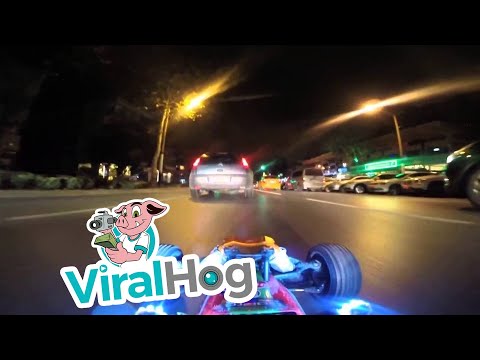 Driving a RC car at night in real car traffic