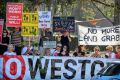 Residents in the inner west protest in Pioneers Memorial Park, on Norton Street, Leichhardt. About 427 properties have ...