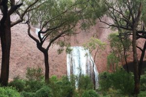 Waterfalls stream down Uluru after record rains