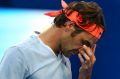 Roger Federer reacts after missing a shot against Alexander Zverev on Wednesday night.