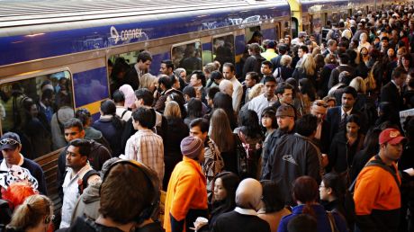 Crowds on a platform