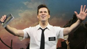 The cast of <i>The Book of Mormon</i> at the Eugene O'Neill Theatre in New York.