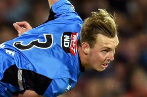 Bolt from the blue: Billy Stanlake bowling for the Strikers.