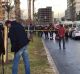 In this image taken from AP video, emergency services stand at the scene of an explosion, in Izmir, Turkey, Thursday, ...