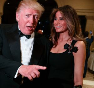 Melania Trump, pictured with her husband President-elect Donald Trump, has once again set tongues wagging about her ...