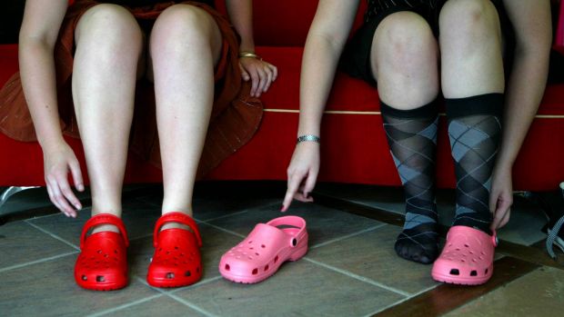 Croc shoes the new fad in shoes.Psydeways rave store in Newtown stocks them.shd.news.pic by Jacky Ghossein/jgz
