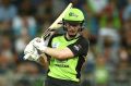 Sydney Thunder gun Eoin Morgan hit the winning six off the last ball of the innings against the Melbourne Stars on ...