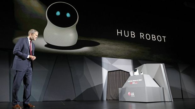 LG's benchtop Hub Robot, designed to live at the heart of the smart home.