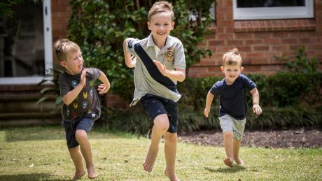 Eight-year-old Charley Hetherington (centre) has a peanut allergy. 