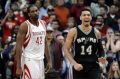 Tight contest: San Antonio's Danny Green celebrates during the closing seconds of the Spurs' win in Houston.