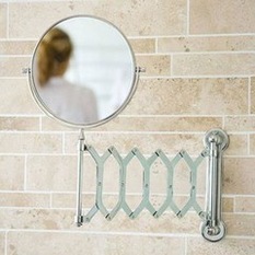 Chrome Wall Mounted Extendable Mirror x2 Magnification - Makeup Mirrors