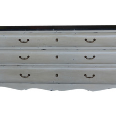 White Rustic Bombe Chest with 3 Drawers & Marble Top - Chests of Drawers