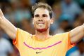 Rafael Nadal of Spain celebrates winning his quarter final match against Mischa Zverev of Germany.