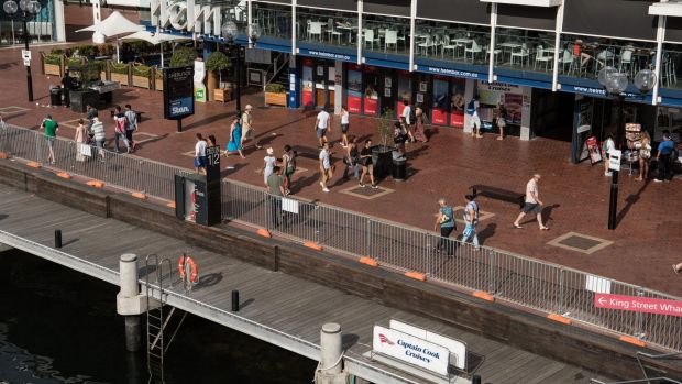 Darling Harbour and King St Wharf were fenced off to prevent people falling into the water during New Year's Eve ...