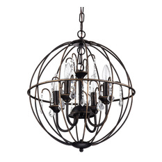 Edvivi - Cage-Style Globe Sphere Crystal Chandelier, Antique Bronze - Chandeliers