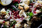 Warm cauliflower and pomegranate salad.