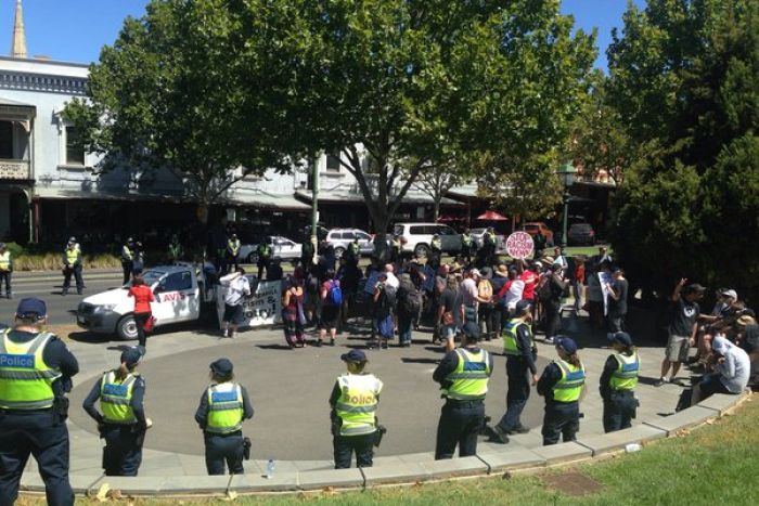 About 50 anti-racism protesters in Bendigo