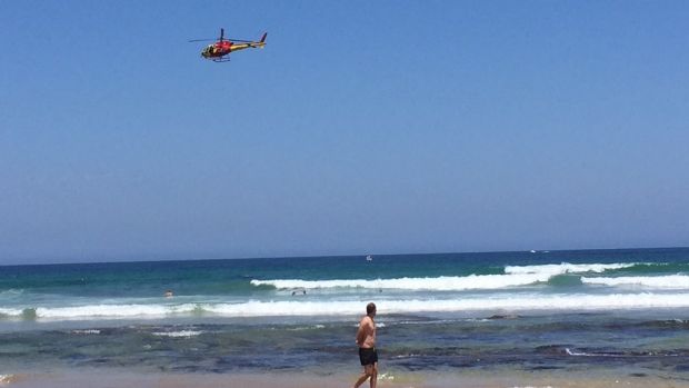 The Westpac Rescue helicopter at Point Lonsdale.