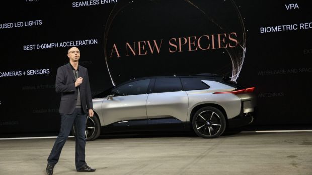 Faraday Future's Nick Sampson, unveils the FF 91.