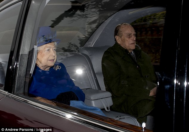 The 90-year-old monarch arrived at the church service at Sandringham today by car, after missing the traditional Christmas and New Year's church services for the first time