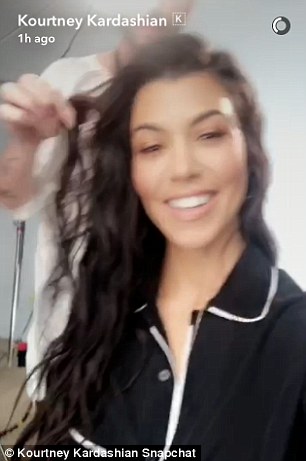 Glam session: Kourtney shared selfies while getting her hair done