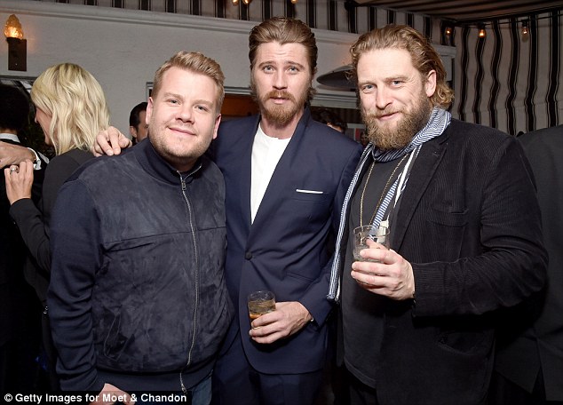 Boys will be boys: James Corden and Garrett Hedlund were in high spirits 