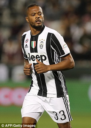 Patrice Evra playing for Juventus​ in the Italian Super Cup final