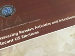 A part of the declassified version Intelligence Community Assessment on Russia's efforts to interfere with the U.S. political process is photographed in Wash...