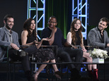 Zander Lehmann, from left, Michaela Watkins, Nyasha Hatendi, Tara Lynne Barr and Tommy Dewey attend the "Casual" panel at the Hulu portion of the 2017 Winter...