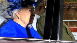 Queen Elizabeth II arrives to attend St Mary Magdalene Church at Sandringham on Sunday.