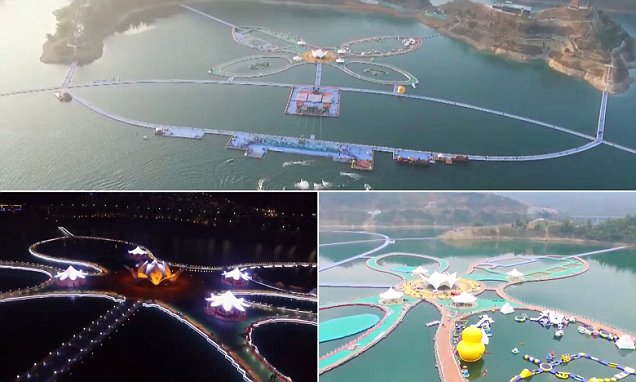 China's Hongshui River floating walkway is TWICE the length of Manhattan