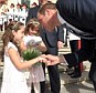 Prince William with the Maltese PM's daughters - The Duke of Cambridge earlier apologised for Kate's absence