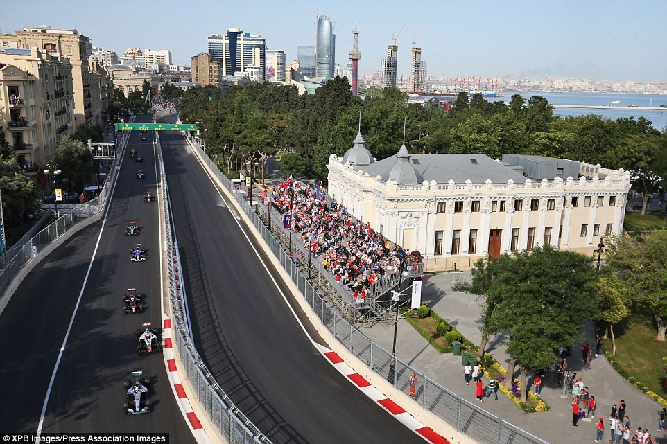 A general view of the Baku City Circuit as Formula One star Hamilton looks to climb up the grid in Azerbaijan on Sunday