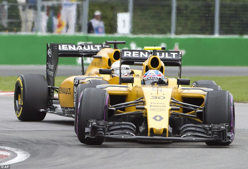 Fellow Brit Jolyon Palmer was also forced to retire following a water leak, as he leads his Renault team-mate Kevin Magnussen in the race