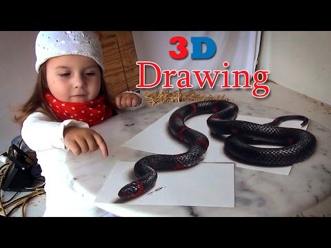 3D Drawing of a Lifelike Snake | 3D Painting Optical Illusion!