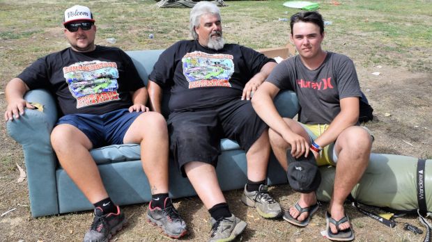 John Verwey, left, Andrew Verwey, centre, and Tyler Verwey, all from Tamworth, hope the ban on riding in the trays of ...