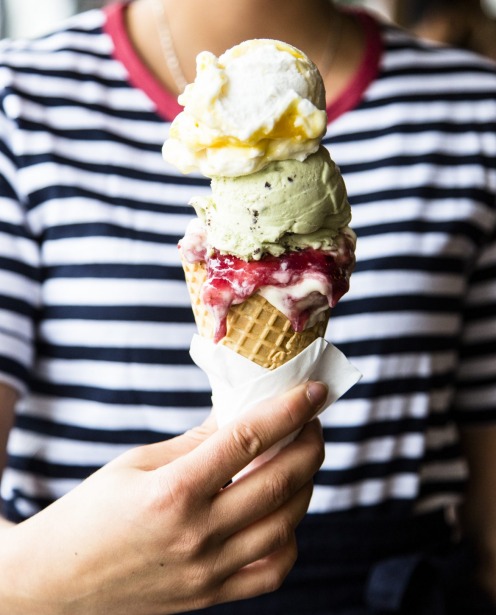 A triple-scoop at popular Sydney import Gelato Messina.