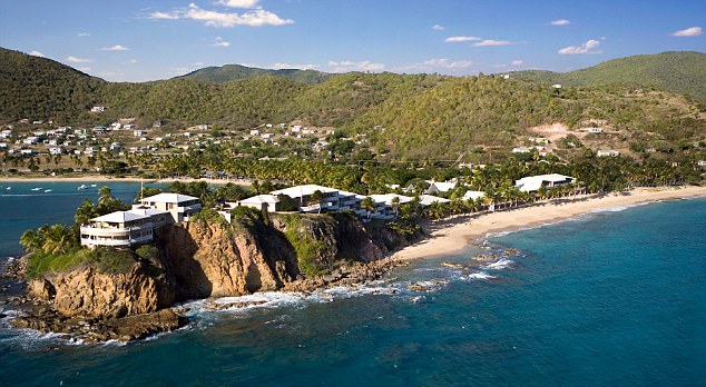 Height of luxury: Curtain Bluff is perched on a promontory stretching into the sea with the Atlantic Ocean on one side and the Caribbean on the other