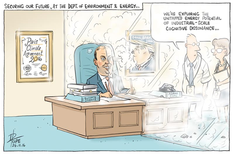 Cartoon: the Minister for the Environment and Energy
